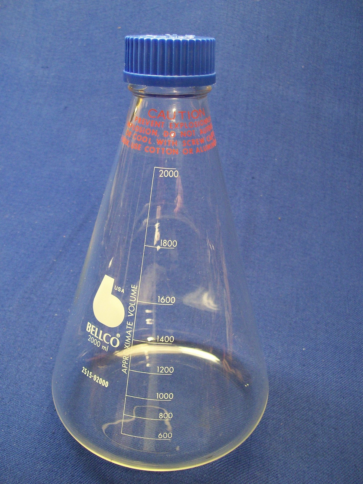 Nice BELLCO 2000 ml Screw Top Erlenmeyer Flask No. 2515-02000 With Cap Carafe