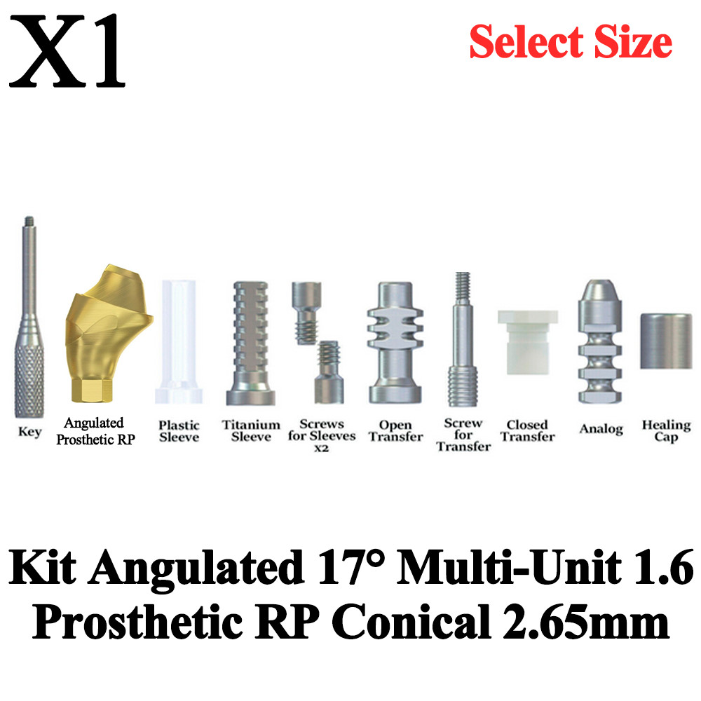 1x Kit Prosthetic Angulated 17° Multi-Unit 1.6 RP Conical 2.65mm Titanium Dental