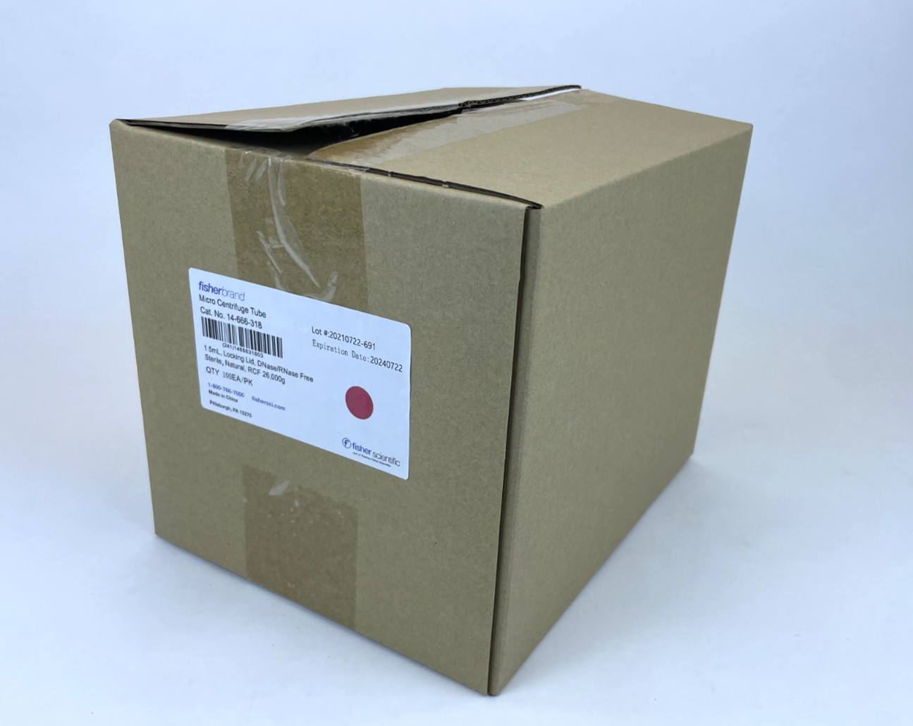 Fisherbrand 1.5mL Micro Centrifuge Tube Sterile Natural RCF 100cs 14-666-318