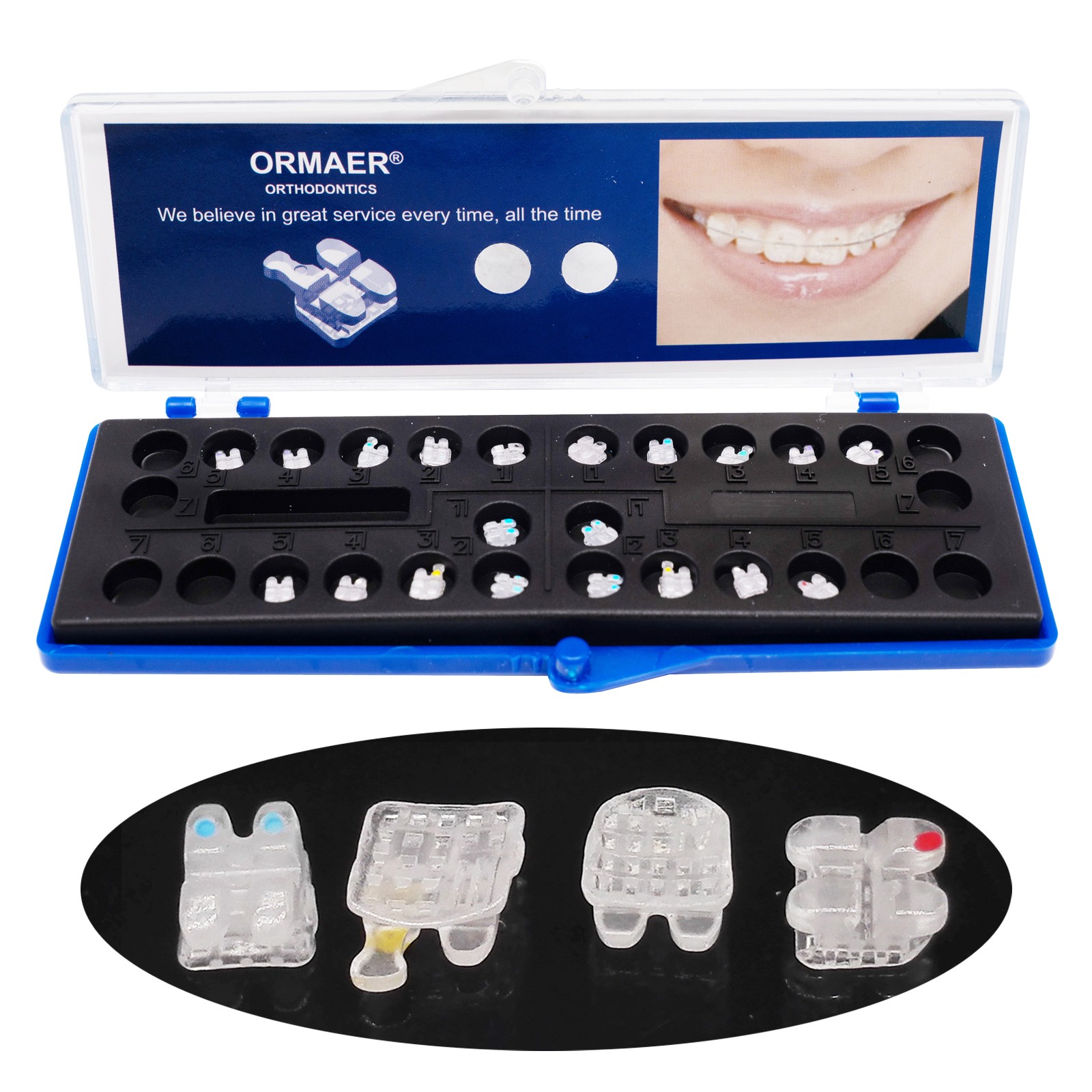 ORMAER Dental Ceramic Bracket Orthodontic Mini Clear Brace MBT/ROTH 022 345 Hook