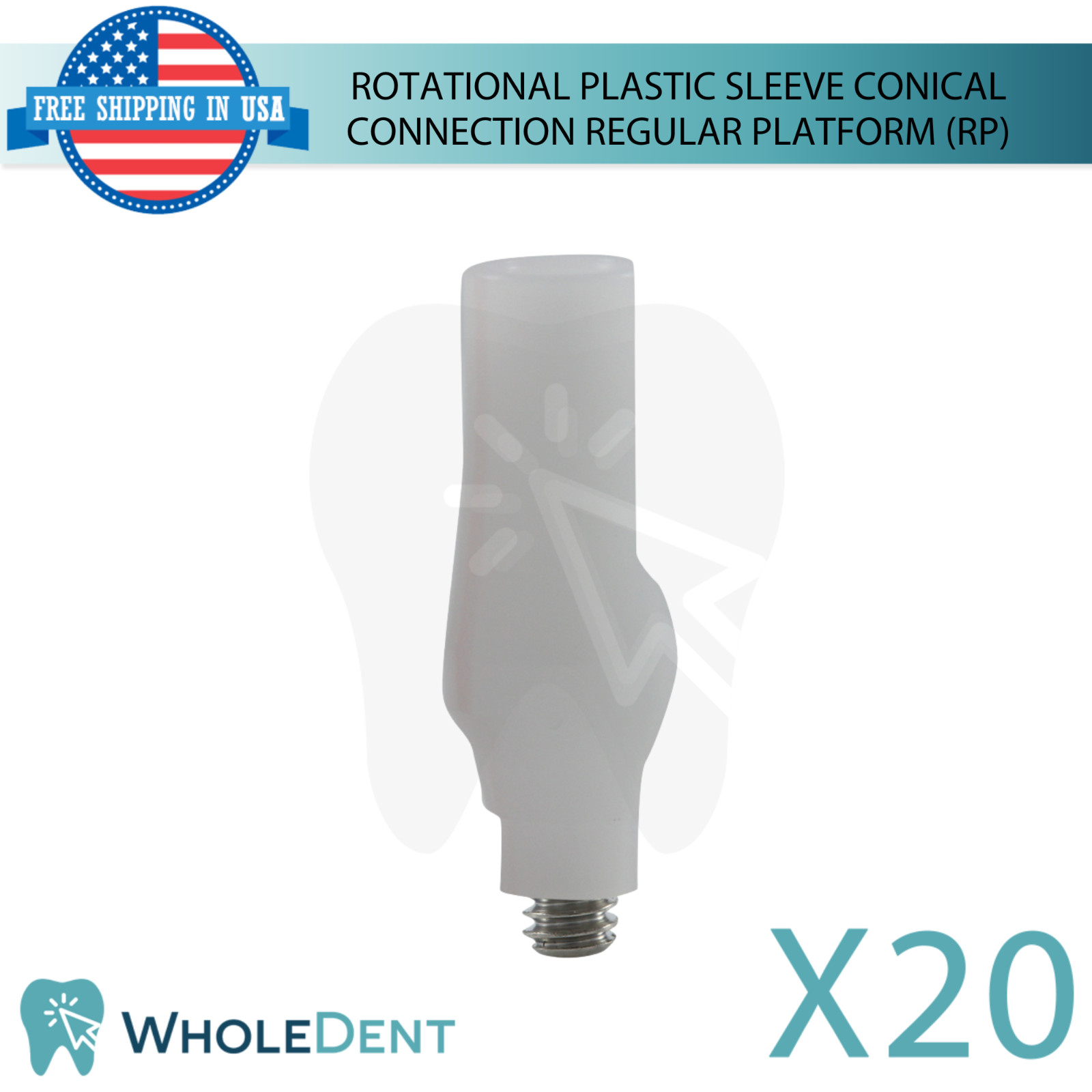 20x Dental Rotational Plastic Sleeve Ø3.6mm Conical Connection Hex 2.65mm RP