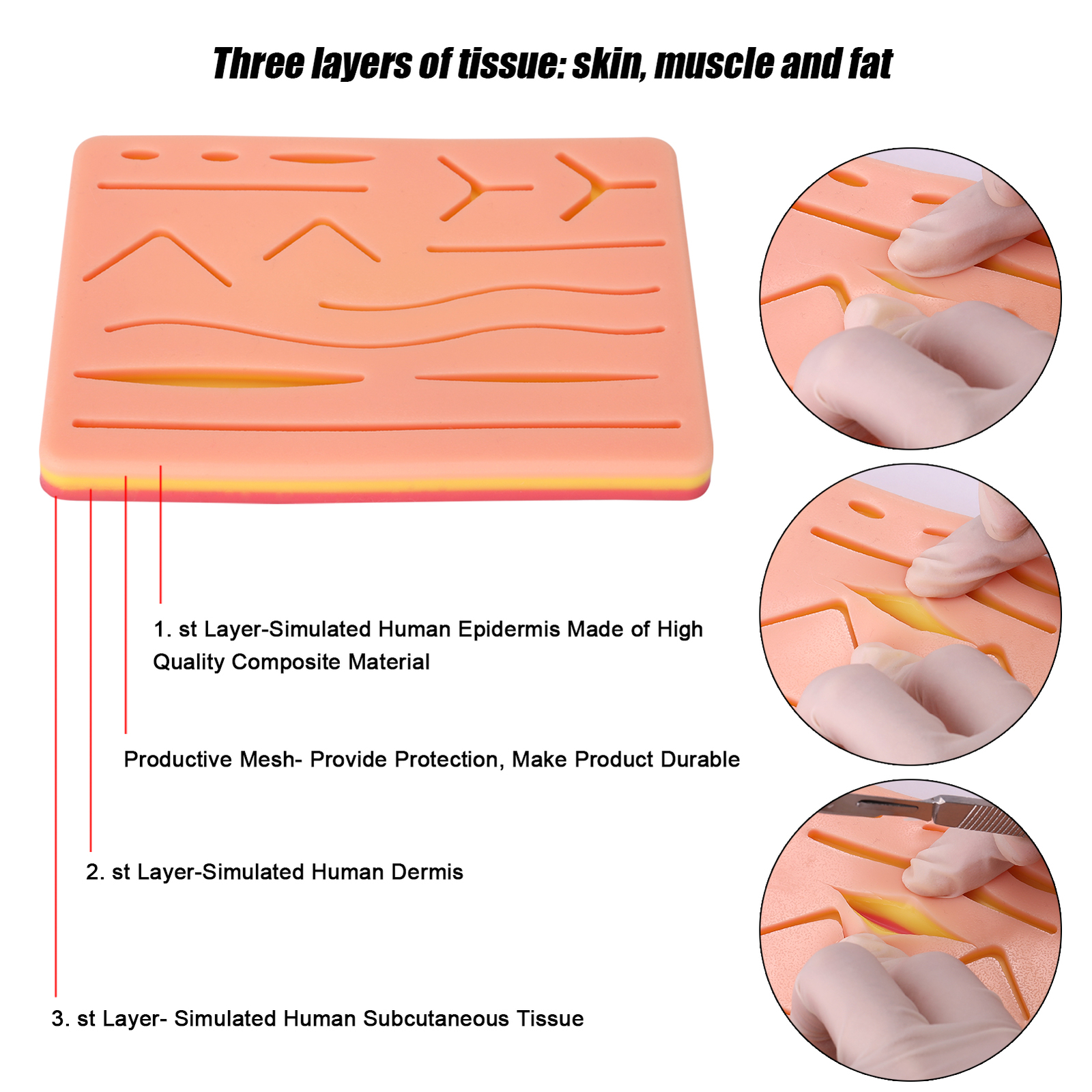 Surgicals Suture Exercise Training Kit Silicone Surgicals Skin Suture D3G2