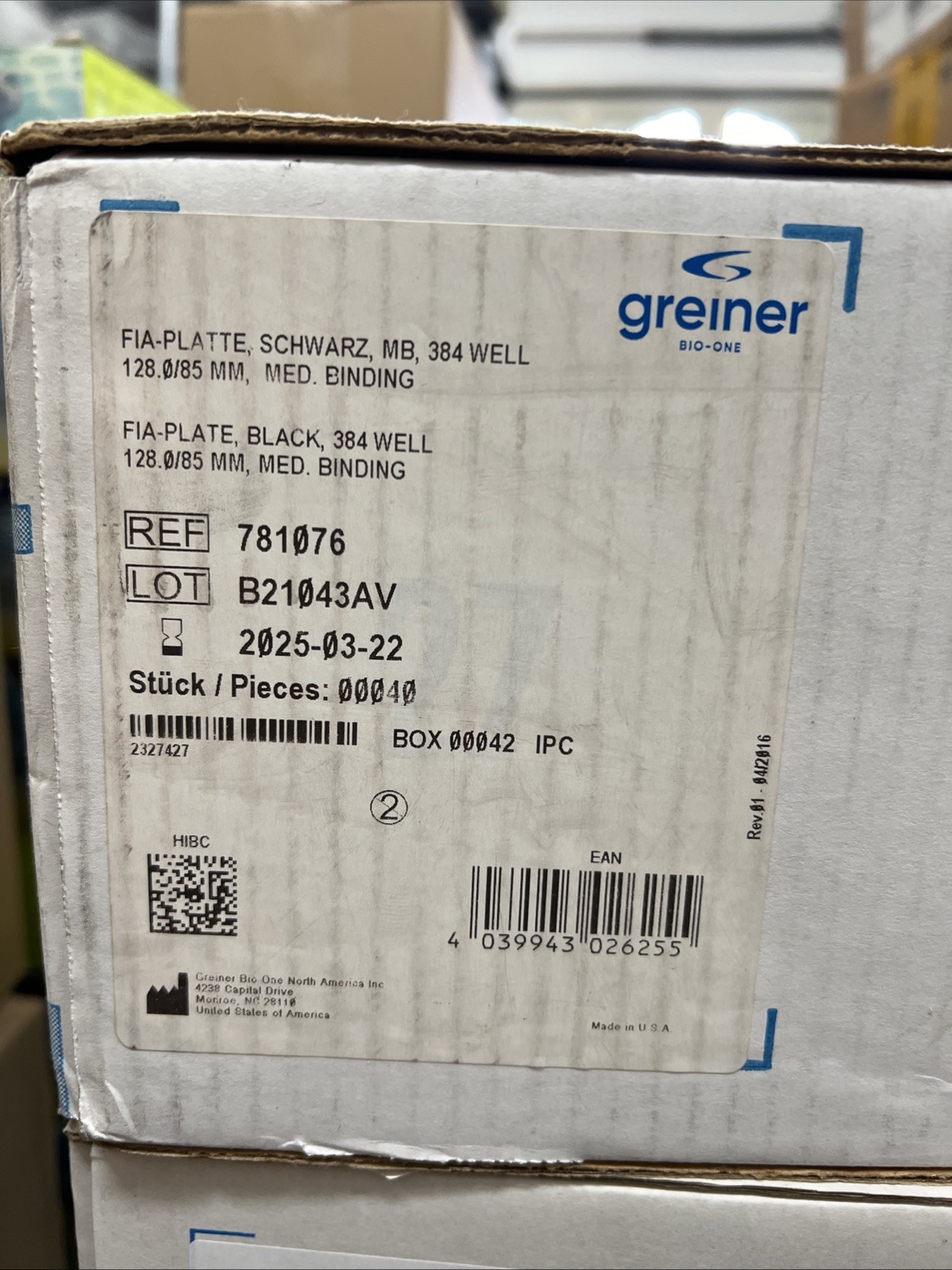 Lot Of 4 Boxes Greiner Bio-One 781076 FIA-Plate Black 384-Well Microplate (40)