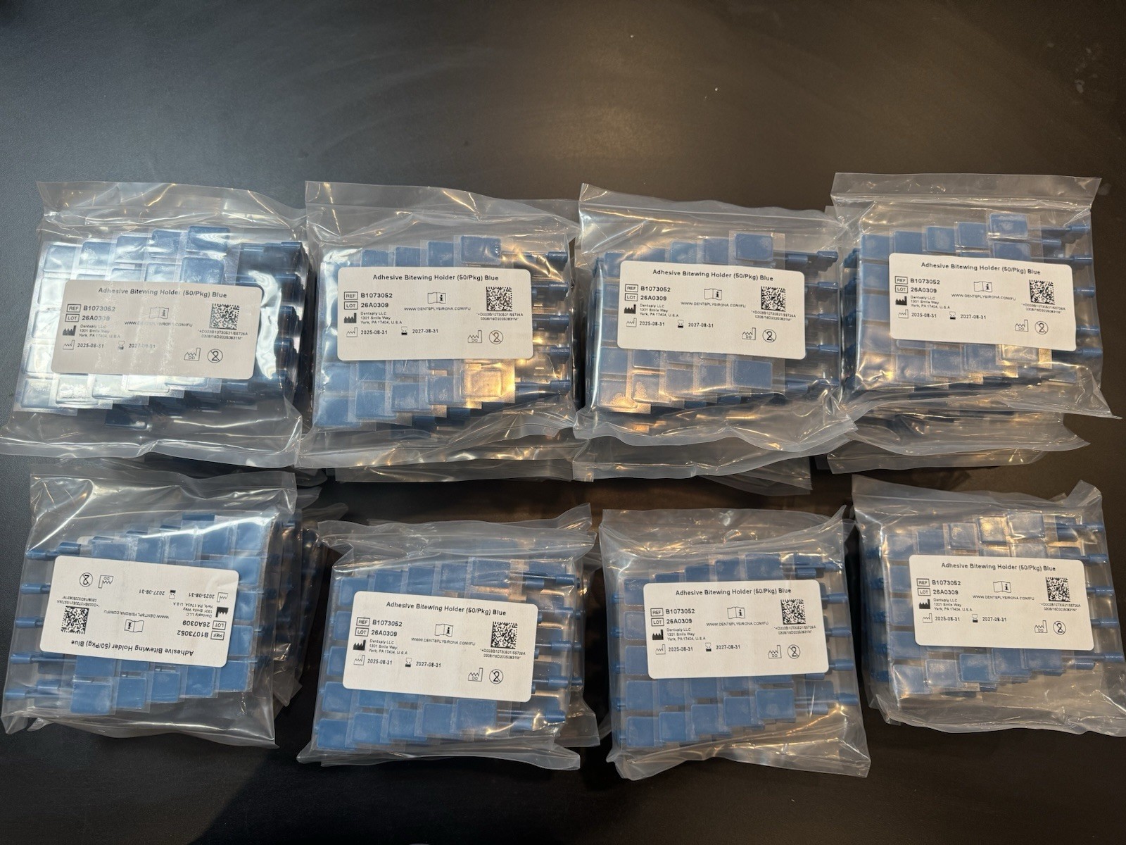 Dentsply Adhesive Bitewing XRay Holders 50/Pack Disposable Blue White Yellow NEW