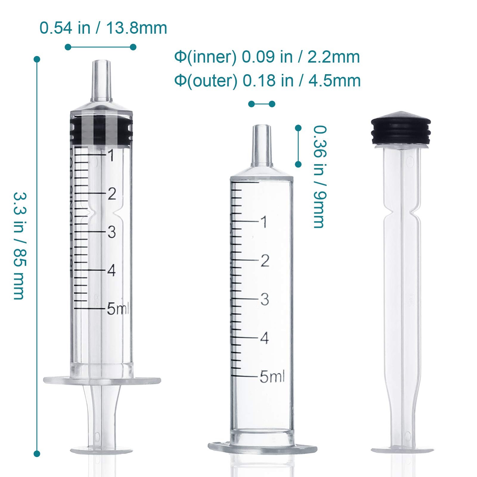 5ml Plastic Syringe Without Needle for Liquid – Measuring 5ml, transparent