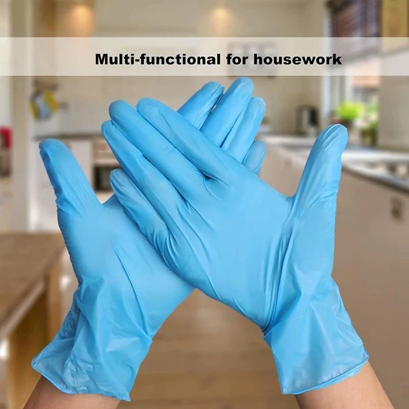 100PCS Nitrile Disposable Exam Gloves Medical Latex Powder Free Food Safe S-XL .