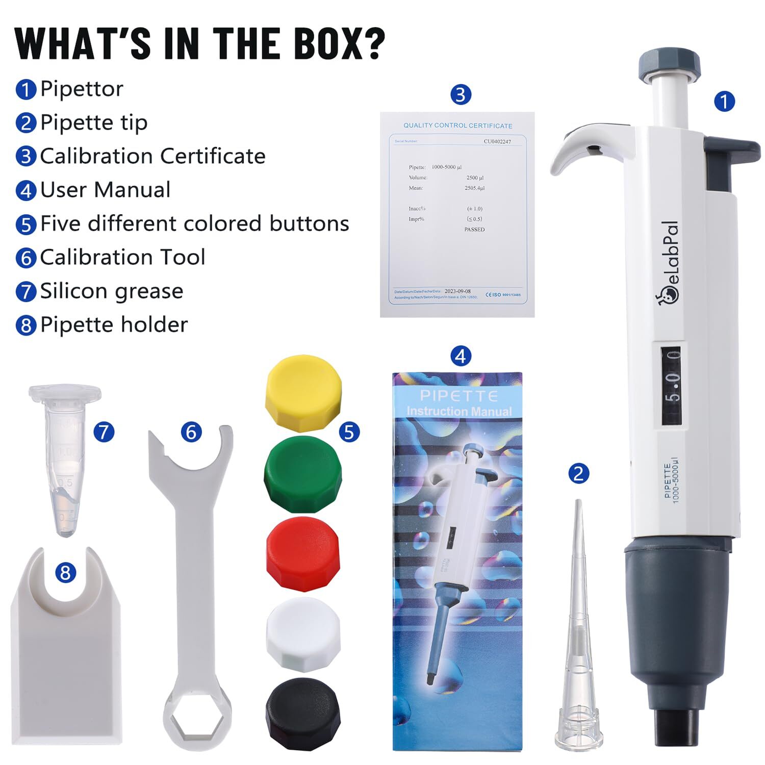 US Adjustable Volume Pipette Single Channel Micropipette High Precision Pipettor