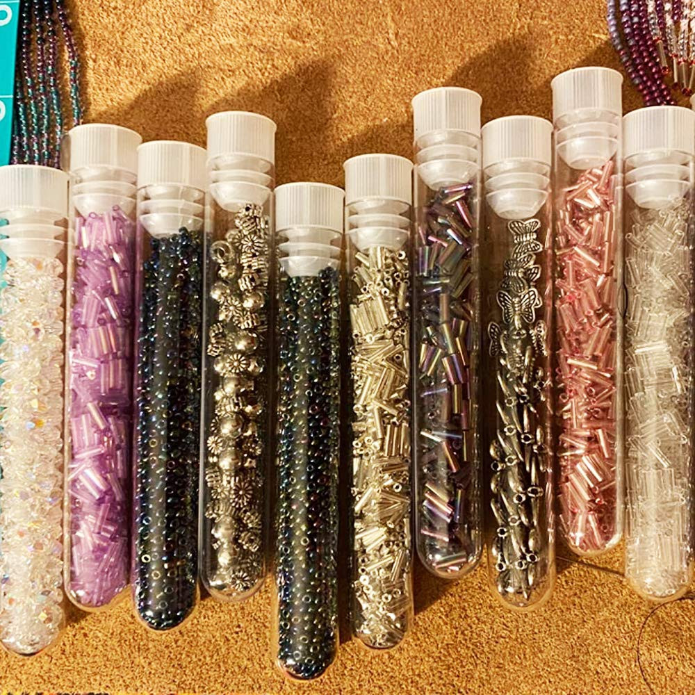 50Pcs Clear Plastic Test Tubes with Rack,16X100Mm(10Ml) Test Tube with Caps And