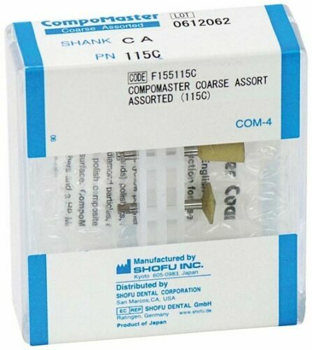 Dental Abrasives 4pc Diamond CompoMaster COARSE Assorted ShapeShank CA Shofu FDA