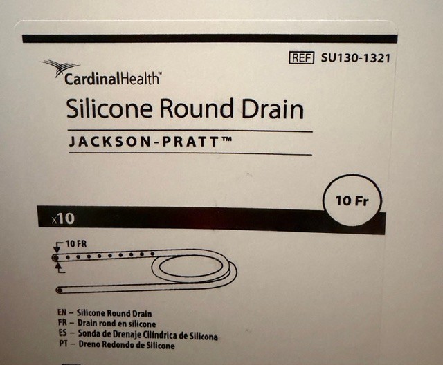 2 BOXES/10 (20 UNITS) SU130-1321 SILICONE ROUND DRAIN JACKSON-PRATT CARDINAL