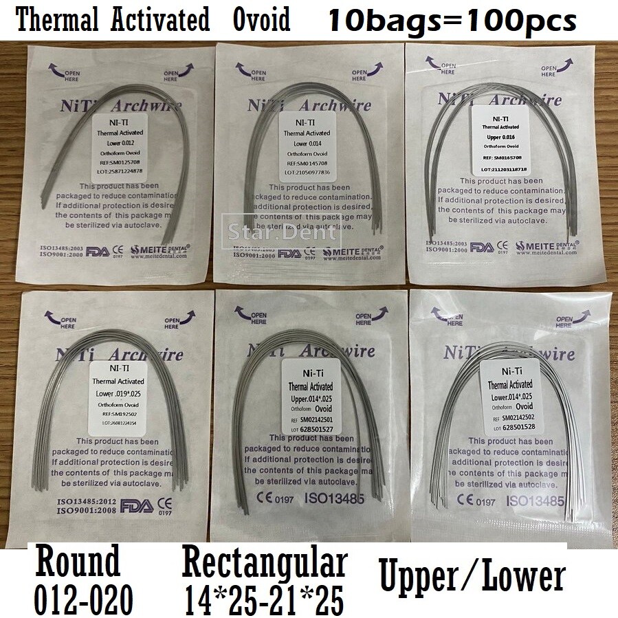 Dental Ortho Arch wire Thermal Activated Ni-Ti Round Rectangular Square Ovoid