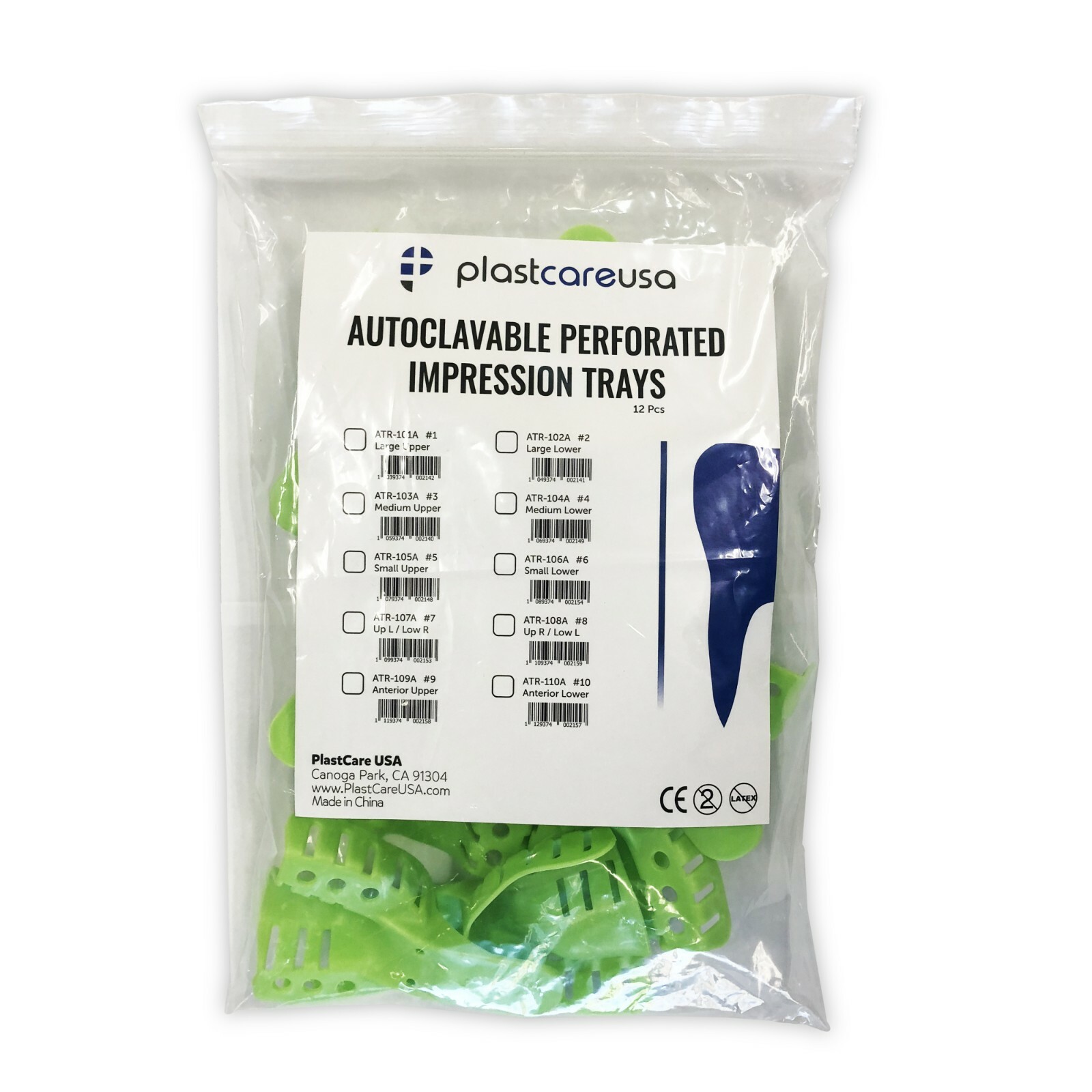 Autoclave Perforated Plastic Impression Trays (CHOOSE SIZES) – (Bag of 12 Trays)
