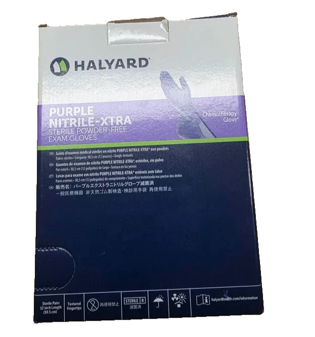 *50-Pairs* Halyard Purple Nitrile Powder-Free Exam Gloves Medium Sterile 14261