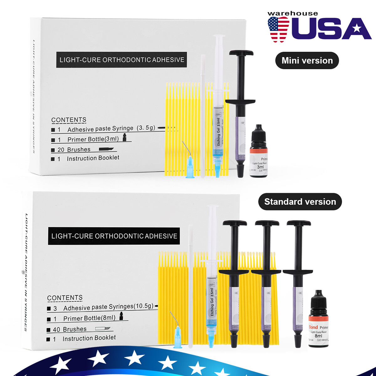 Dental Bracket Braces Glue Ortho Bonding Light Cure Resin Composite Kit