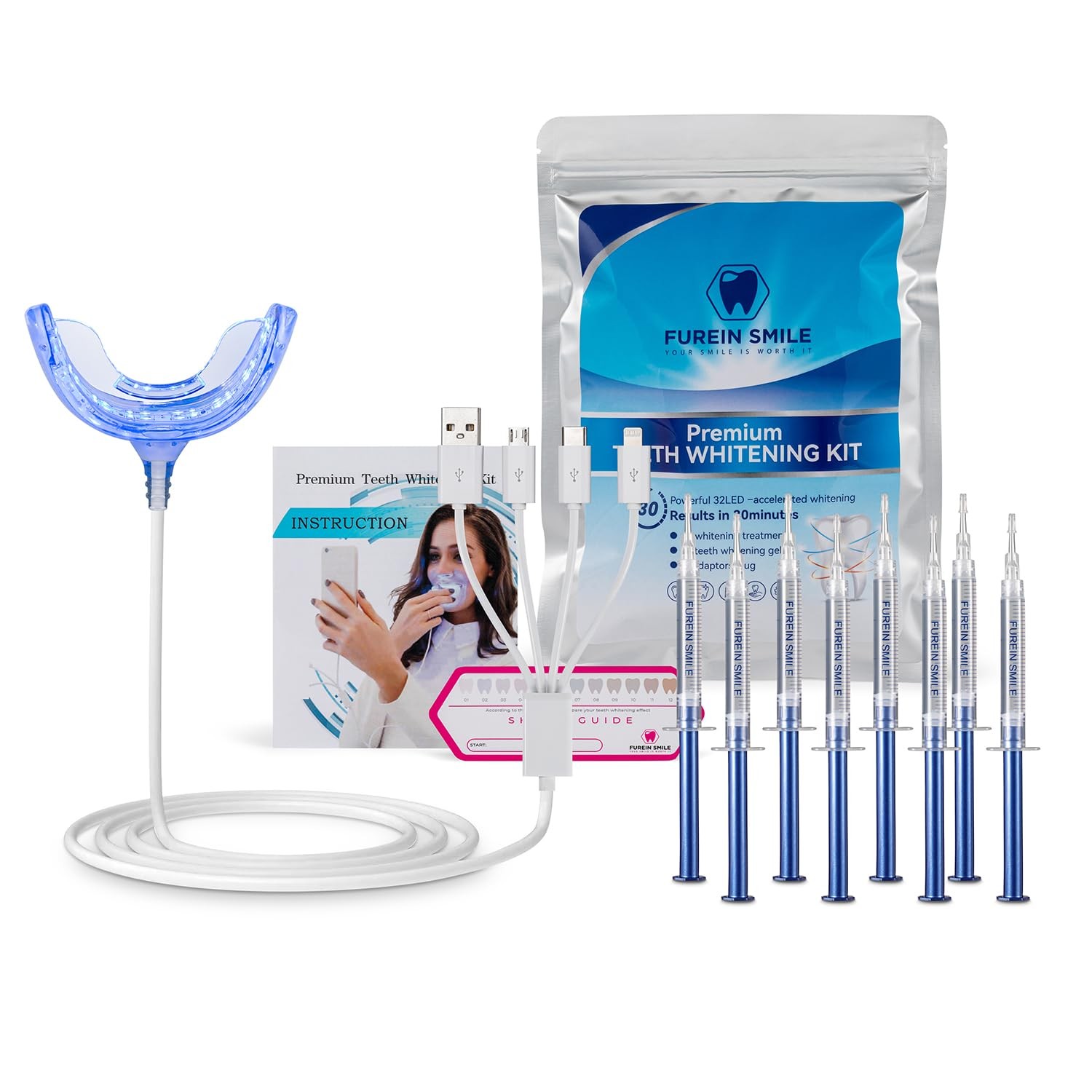 Teeth Whitening Kit with 32xLED Light Professional 1 Fl Oz (Pack of 1), White