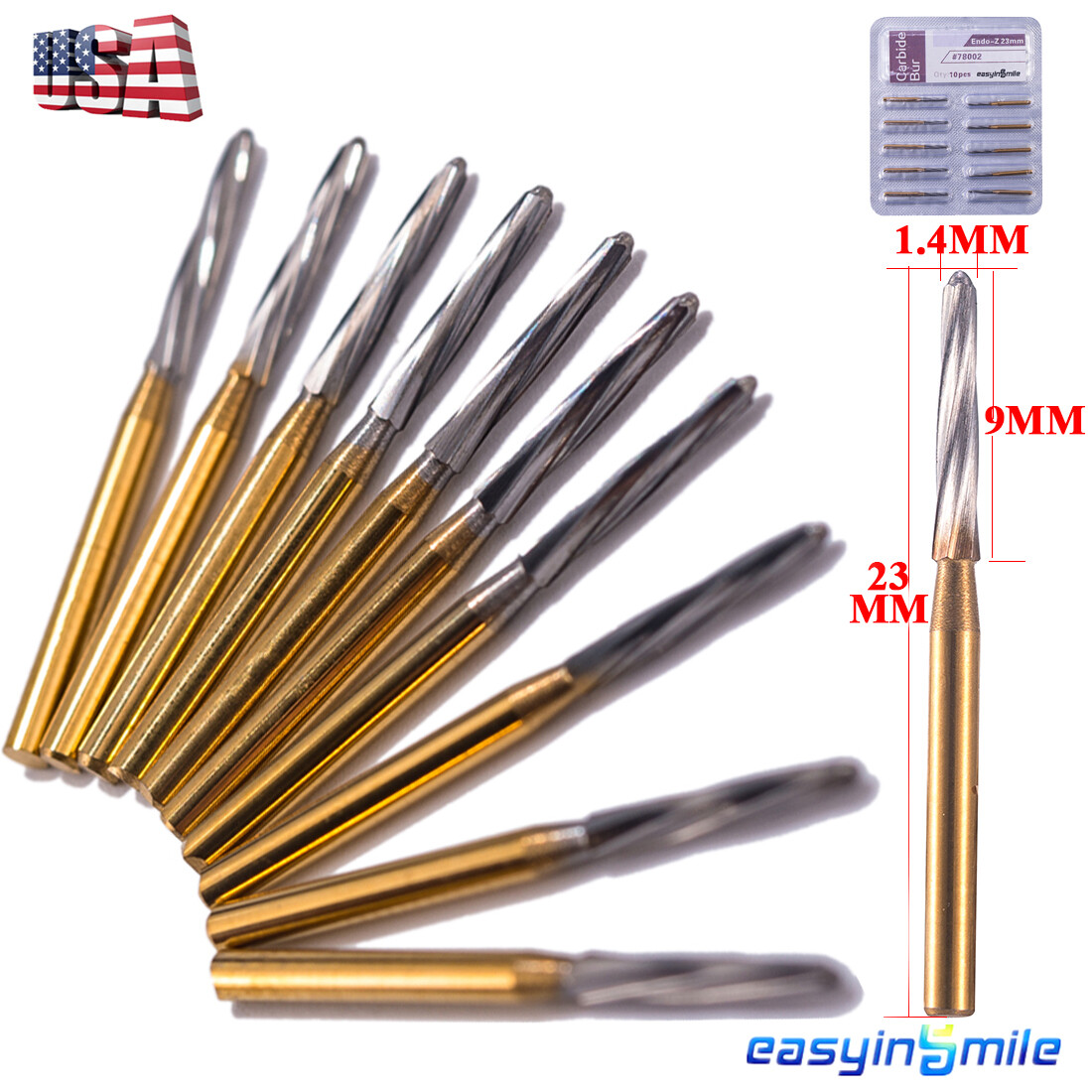 10pcs Dental Endo-Z Carbide Tungsten Bur Endodontic drill FG Surgical Cutter Bur