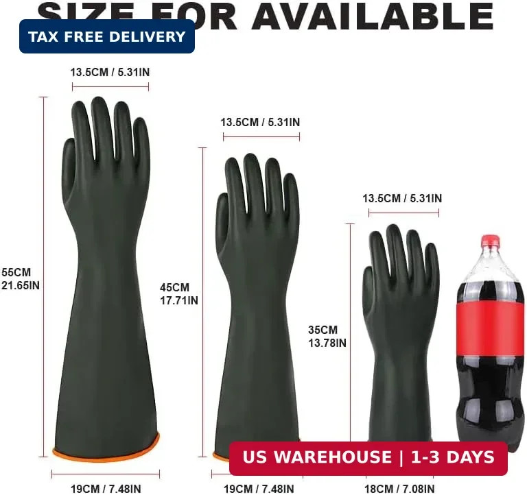 Heavy Latex Chemical Resistant Gloves – Reusable Long Rubber Dishwashing Gloves