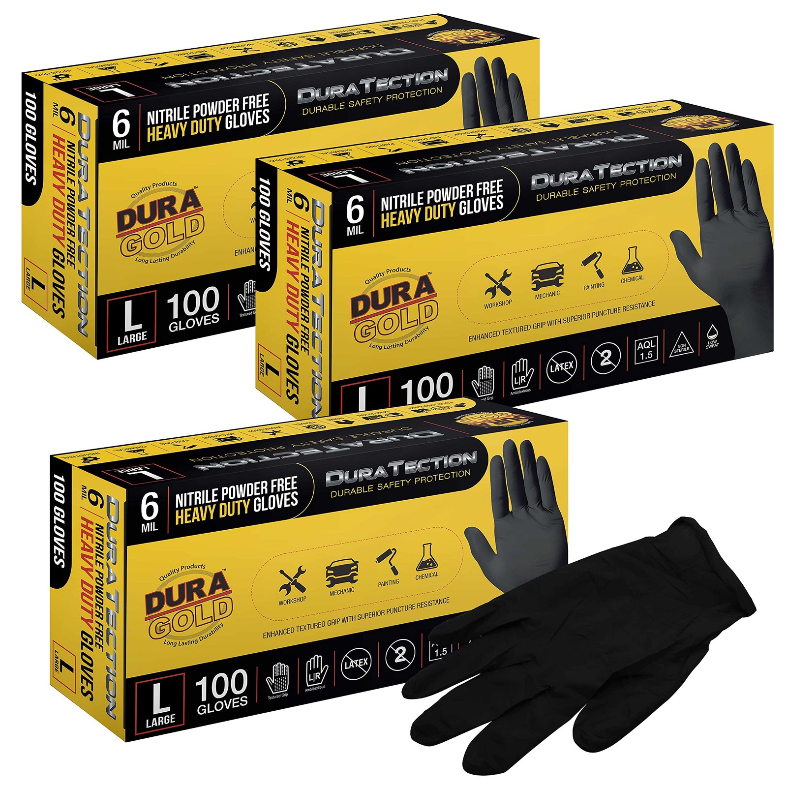 HD Black Nitrile Disposable Gloves, Box of 100, Size Small, 6 Mil – Latex Fre…