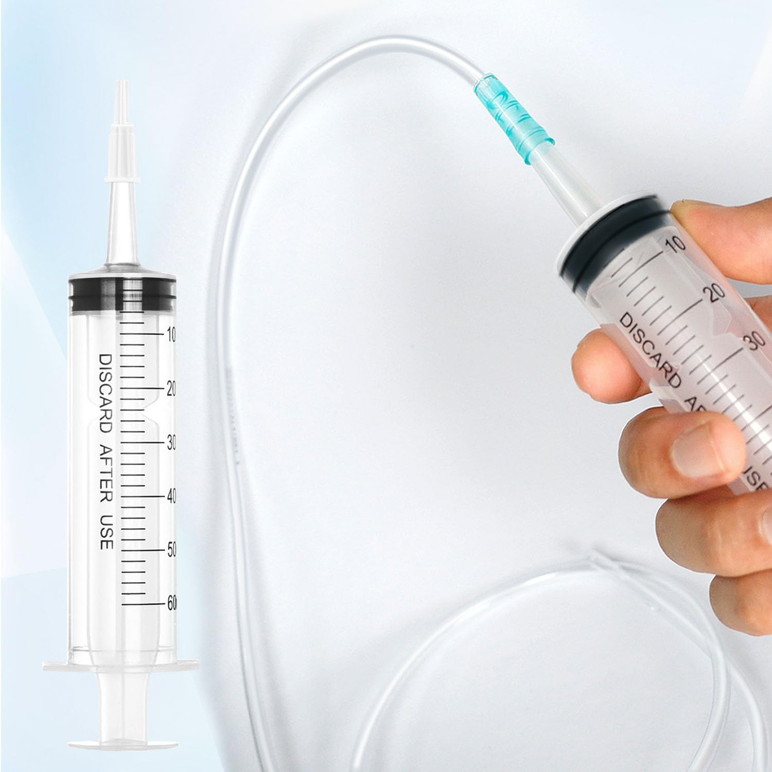 60cc Plastic Syringe – Large Syringe for Liquid with 40″ Tubing, Syringes for…