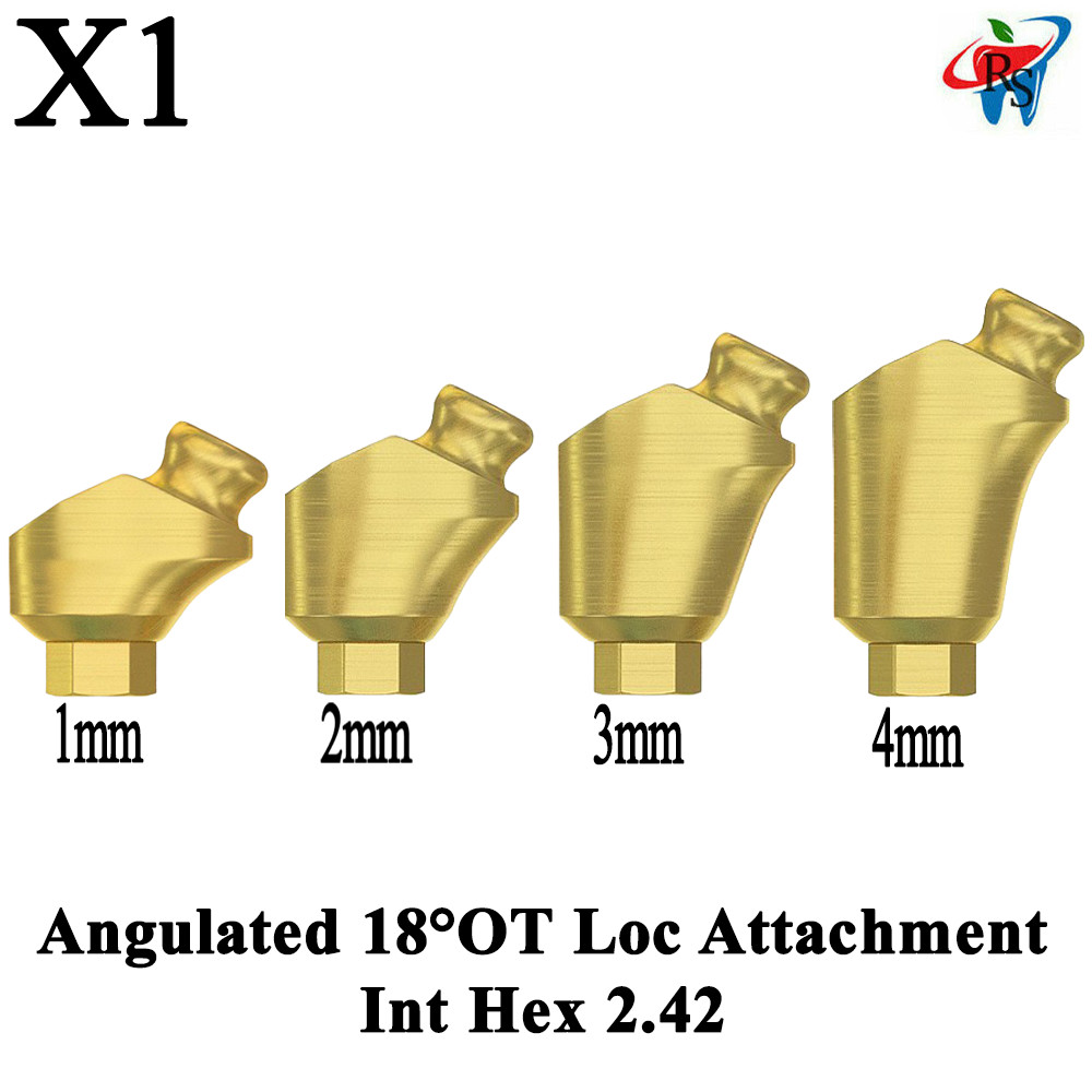 1x Dental OT Loc Angulated 18° Attachment Int Hex 2.42 Titanium