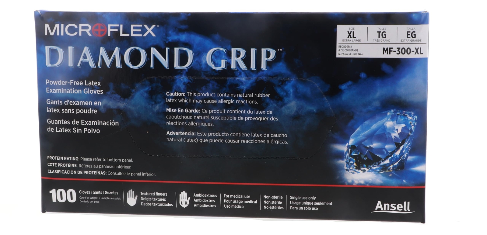 Diamond Grip Latex Exam Gloves Extra Large 100 Count NonSterile Case of 1000