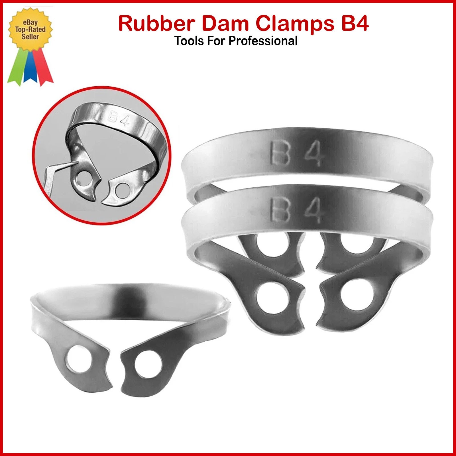 2Pcs Dental Universal Bicuspids Premolar Brinker Tissue #B4 Rubber Dam Clamps