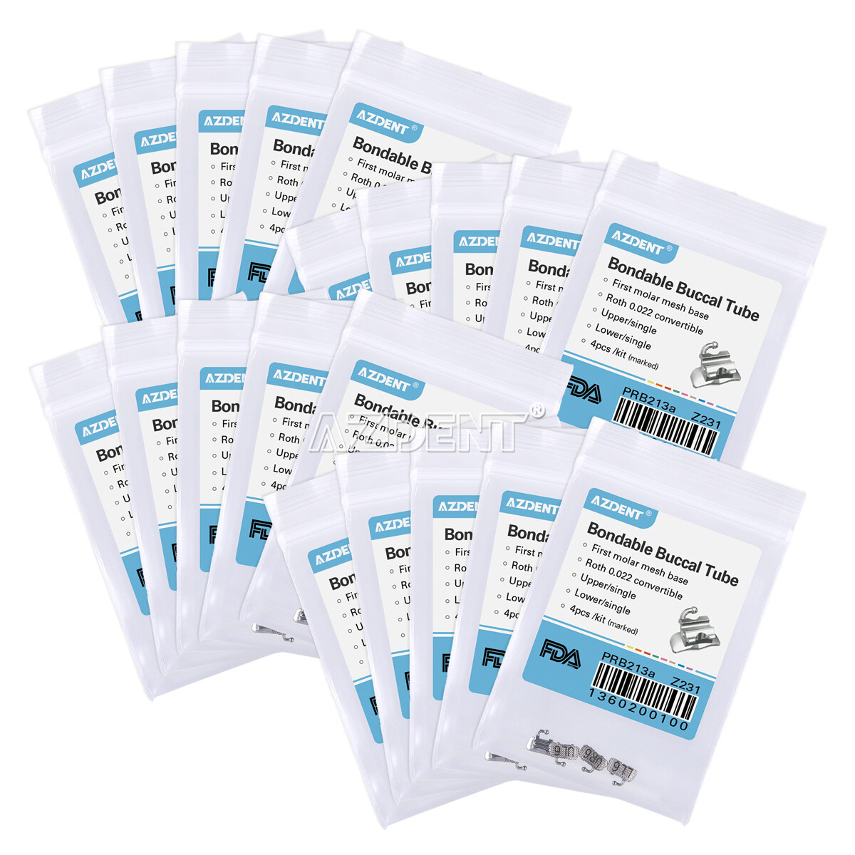 AZDENT Orthodontic Brackets Buccal Tube Dental Mini Roth Slot.022 345 Hooks