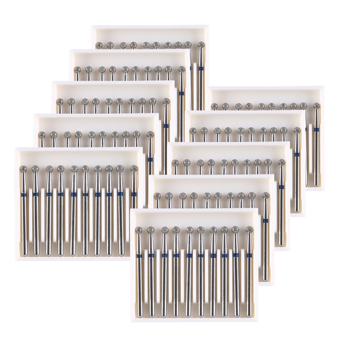 AZDENT 100pcs Dental Diamond Burs Ball Round FG 1.6mm for High Speed Handpiece