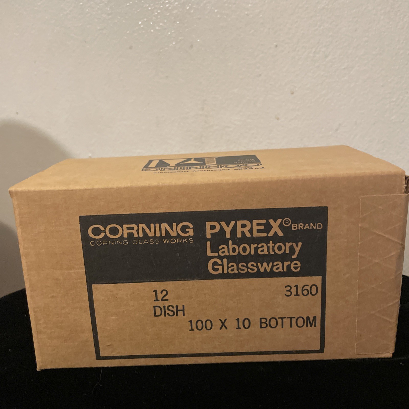 Corning PYREX 3160 Petri Dish BOTTOM ONLY Box OF 12 100×12 NOS New