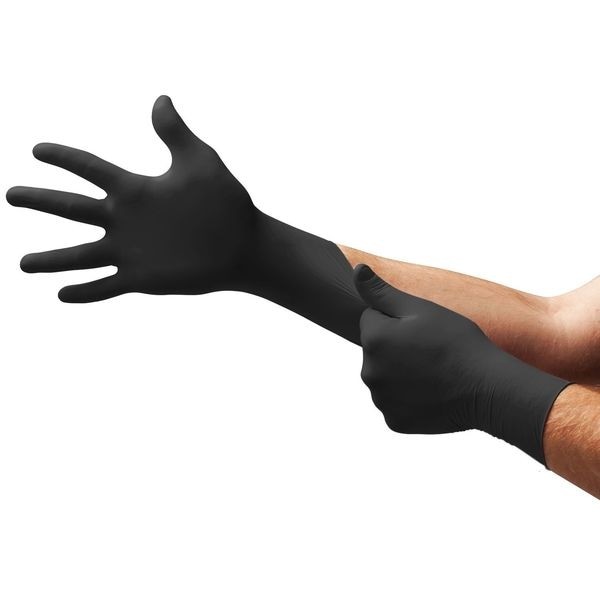 Ansell N644 Microflex Onyx Nitrile Exam Gloves, Textured Fingertips, 3.5 Mil,