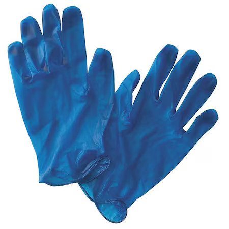 Disposable Gloves, 5 Mil Palm, Vinyl, Powder-Free, M (8), 100 Pk, Blue, 516982