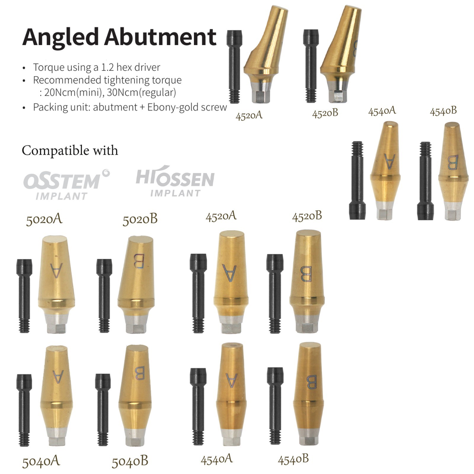 US Fit Hiossen/Osstem Angled Abutment 17° Anatomic Design Mini/Regular Platform