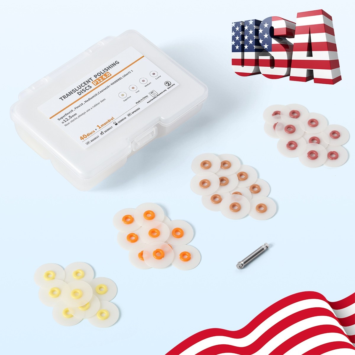 Dental Polishing Discs 40pcs 12mm Aluminum Oxide Coarse Fine Extra Fine Kit