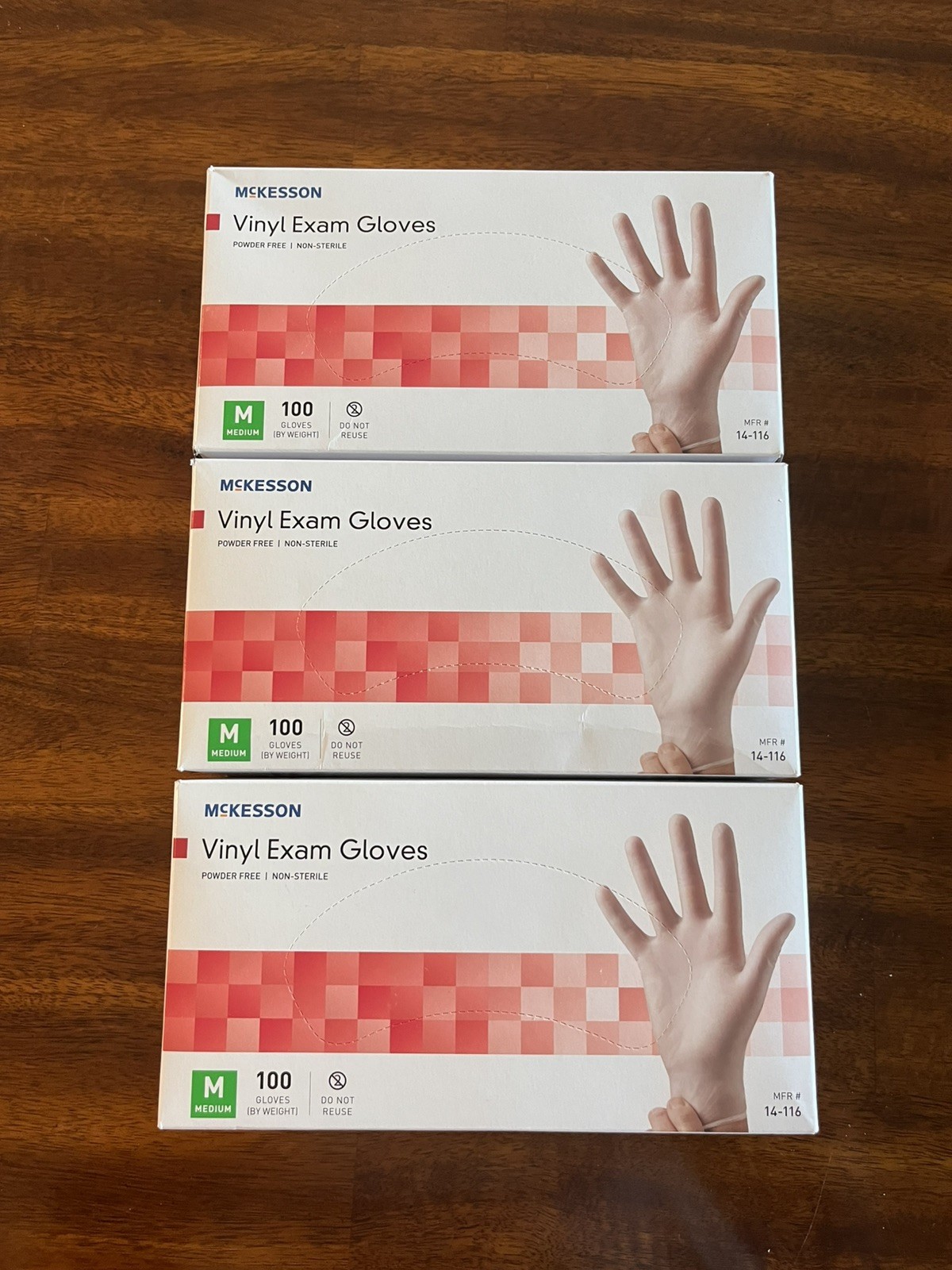McKesson Vinyl Exam Glove Standard Medium 100 per Box Qty 3 Boxes