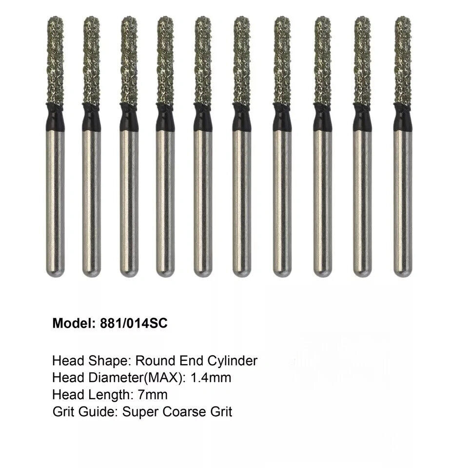 Dental Round Diamond Bur FG End Cylinder Burrs SR-13C SR-11SC SR-14C 881/014SC