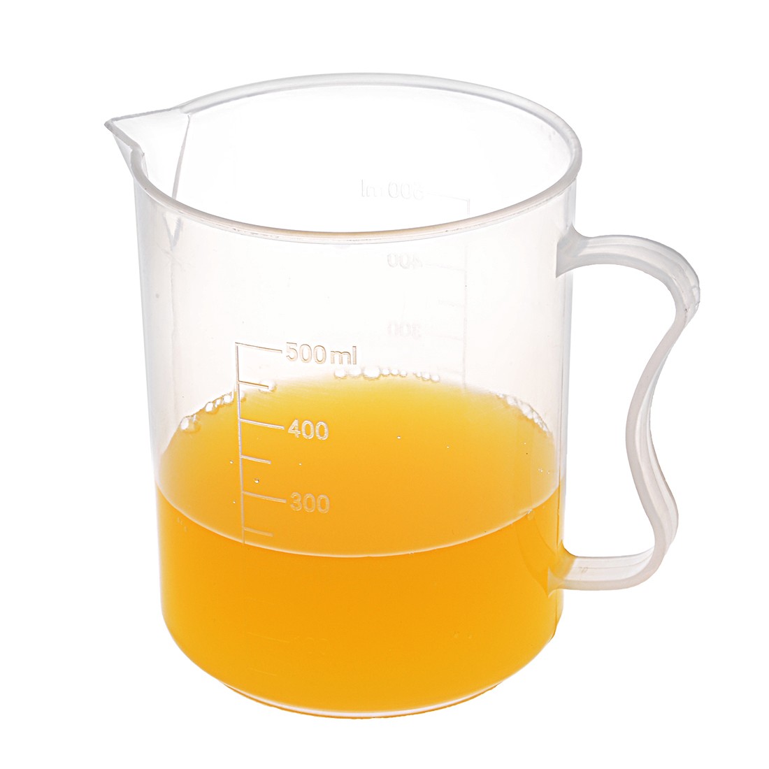 3pcs Laboratory Clear 500mL PP Plastic Graduated Measuring Cup Handled Beaker