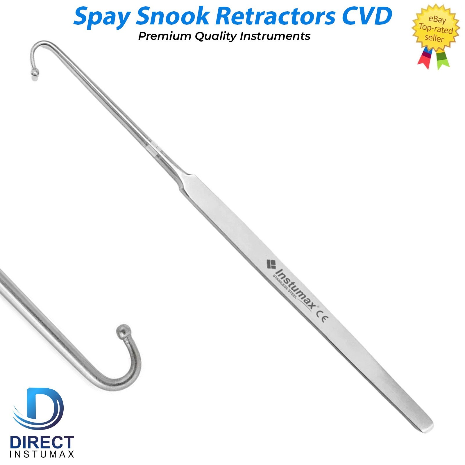 Spay Snook Hook Veterinary Surgical Instruments Stainless Steel German Grade