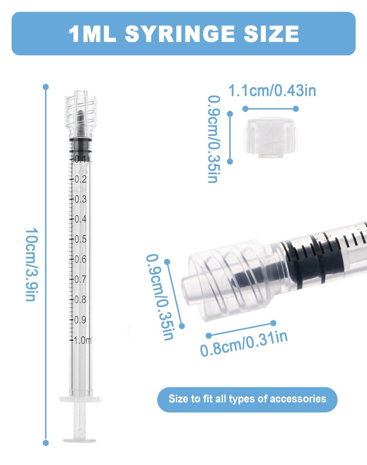 1mL Syringes without Needle, Luer Lock Syringe with Cap, Sterile Individually…