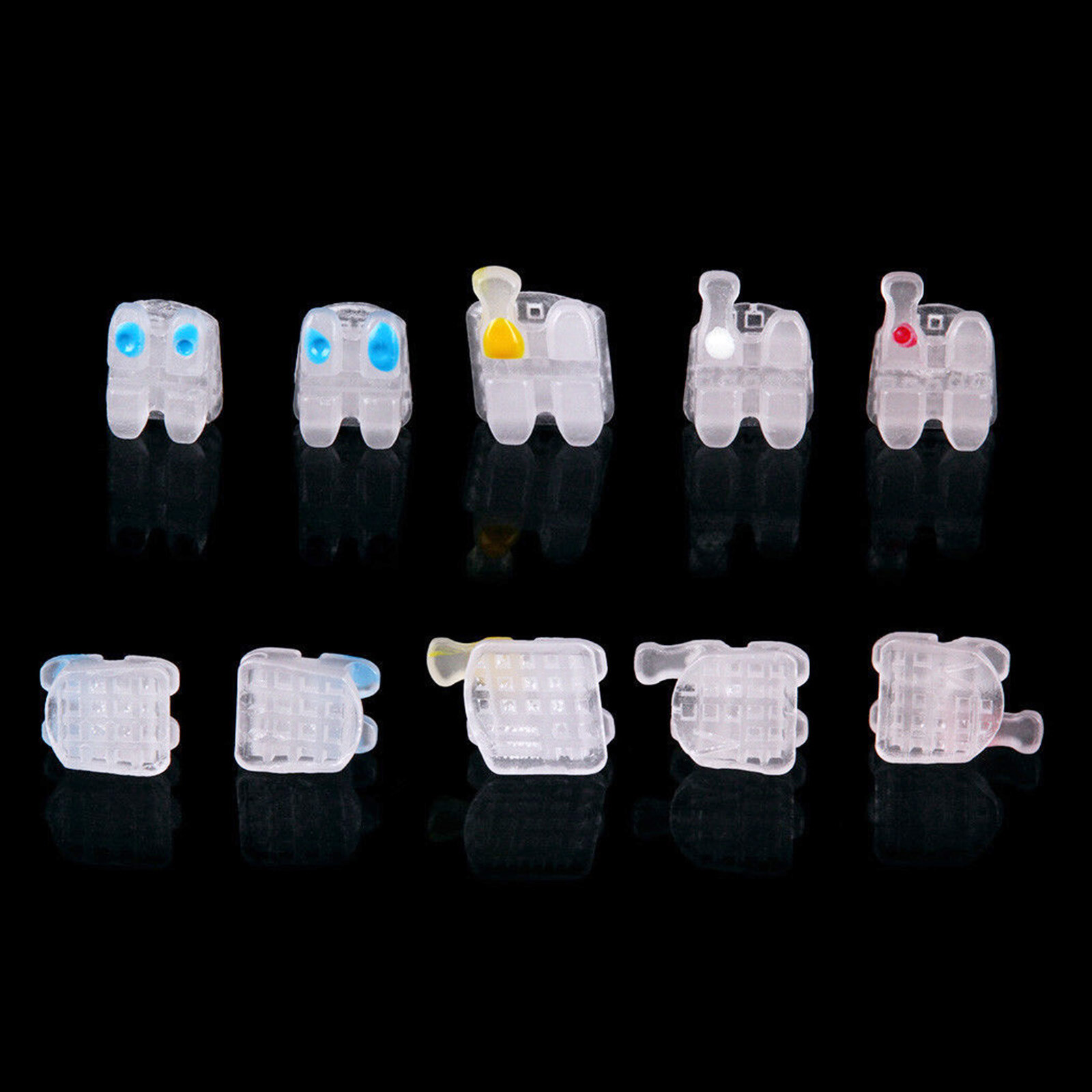 10Pcs Dental Orthodontic Ceramic Bracket Braces Roth MBT 018 022 Slots 345 Hooks