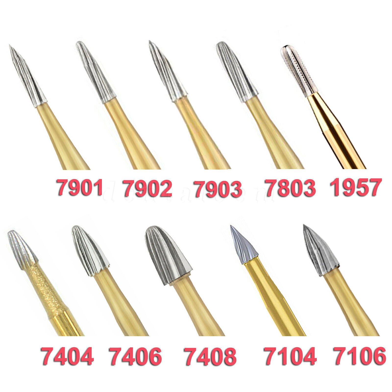 Dental Tungsten Carbide Burs Finishing Polishing Trimming FG Egg Football Flame