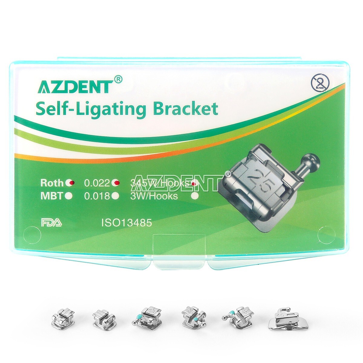 AZDENT Dental Self-Ligating Brackets Braces Mini Roth/MBT.022 345Hks Orthodontic