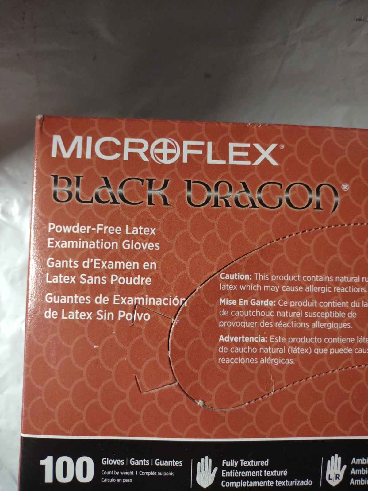 *100-Gloves Microflex Black Dragon PF Examination Latex BD-1003-PF, Size Large
