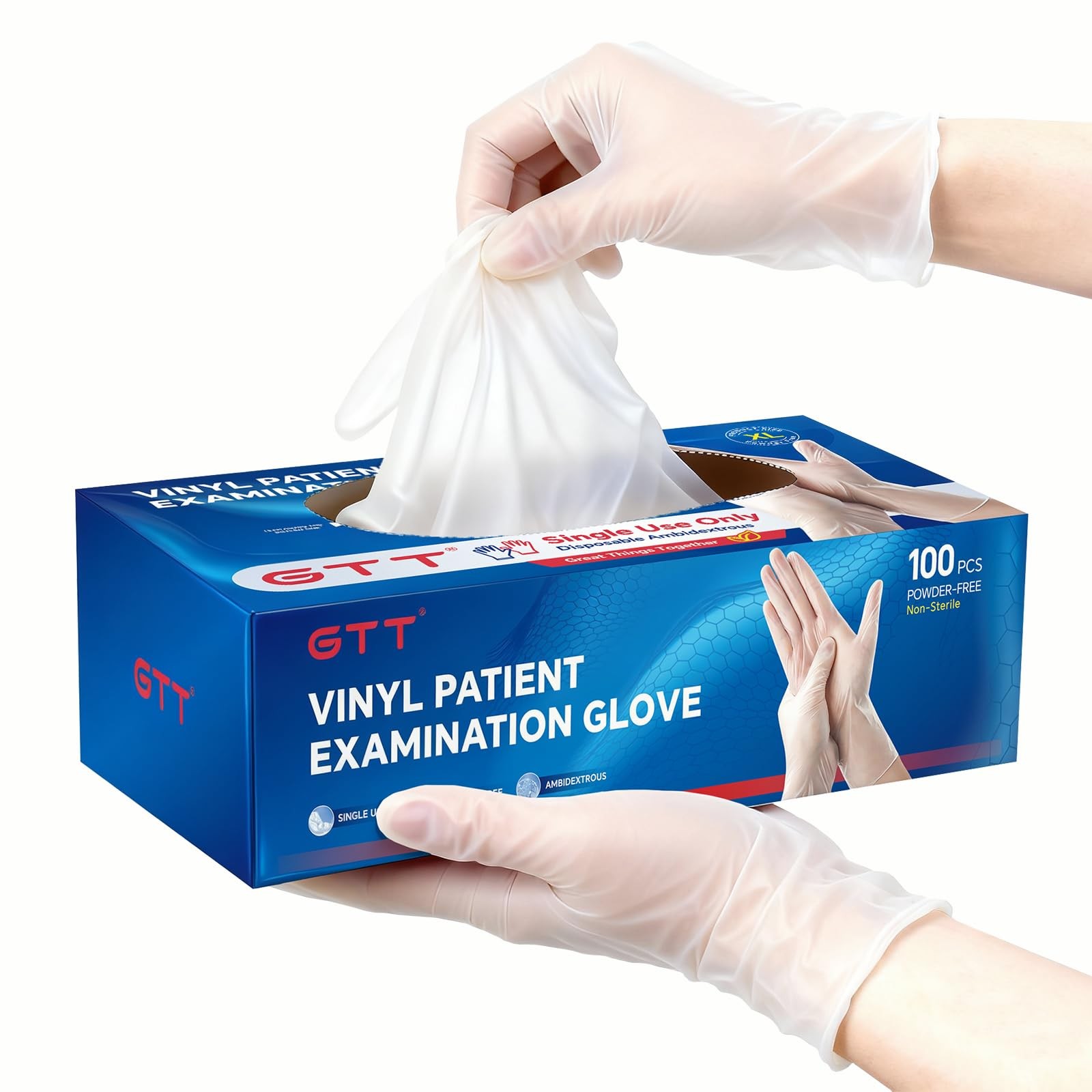 Disposable Vinyl Gloves, Food Safe, Latex-Free, Powder-Free, Clear Plastic Gl…