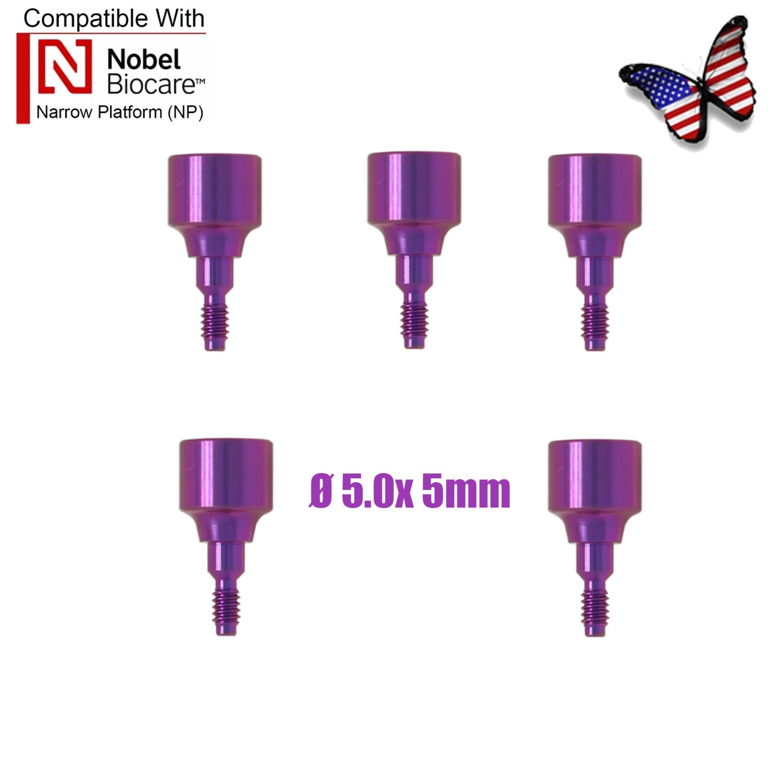 US Nobel Dental NP Healing Cap Abutments ∅3.6/5.0mm Fit Compatible NobelActive
