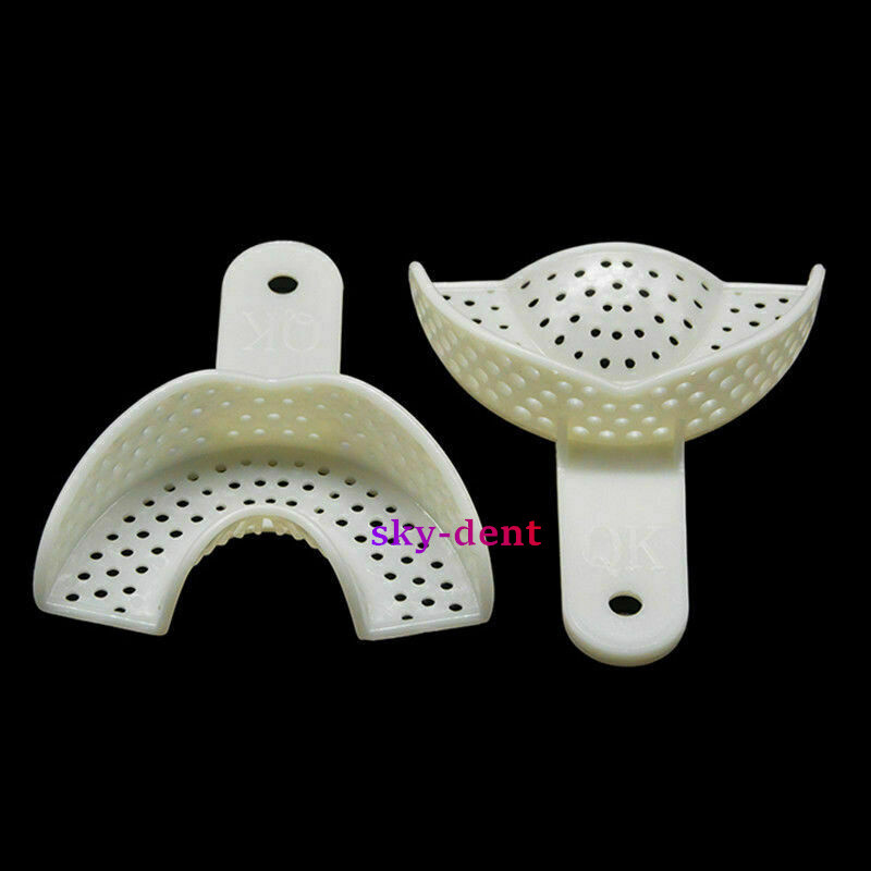 Plastic Dental Disposable Perforated Denture Impression Trays 5 Size Upper+Lower