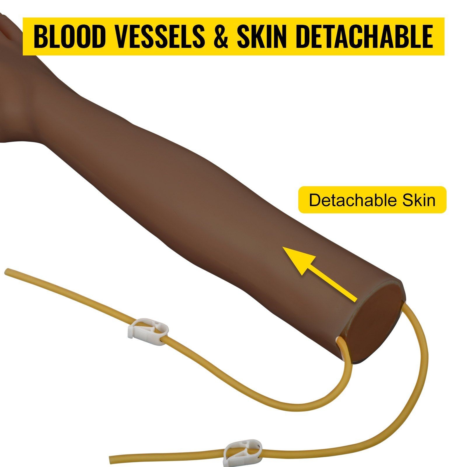 Phlebotomy Practice Arm Kit with Stand Dark Skin 40.5-68.5cm Lifelike