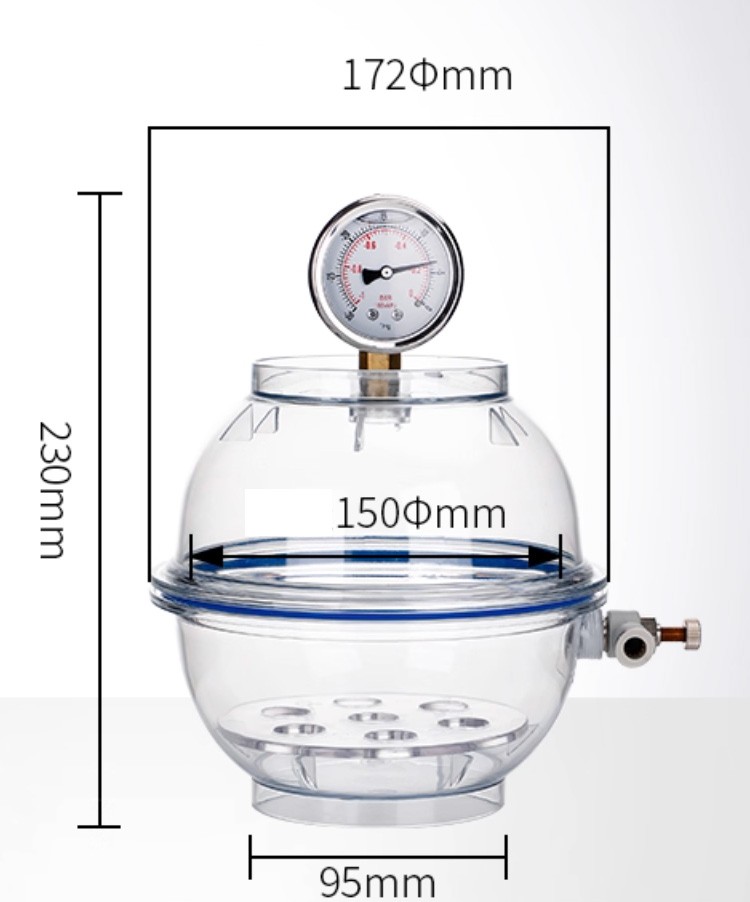 High Quality Plastic Vacuum Desiccator with Gauge Airtight Lab Drying Container