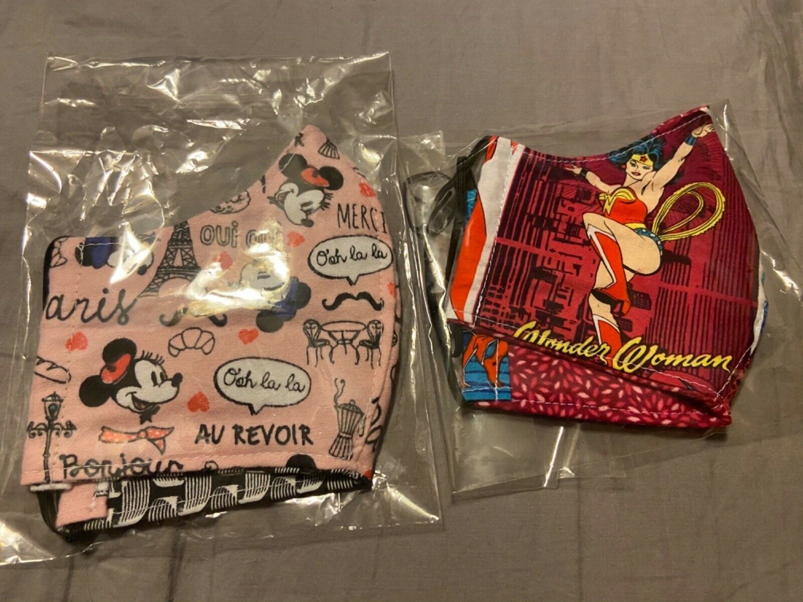 KIDS FACE MASK SET UNISEX MICKEY MOUSE AND WONDER WOMAN