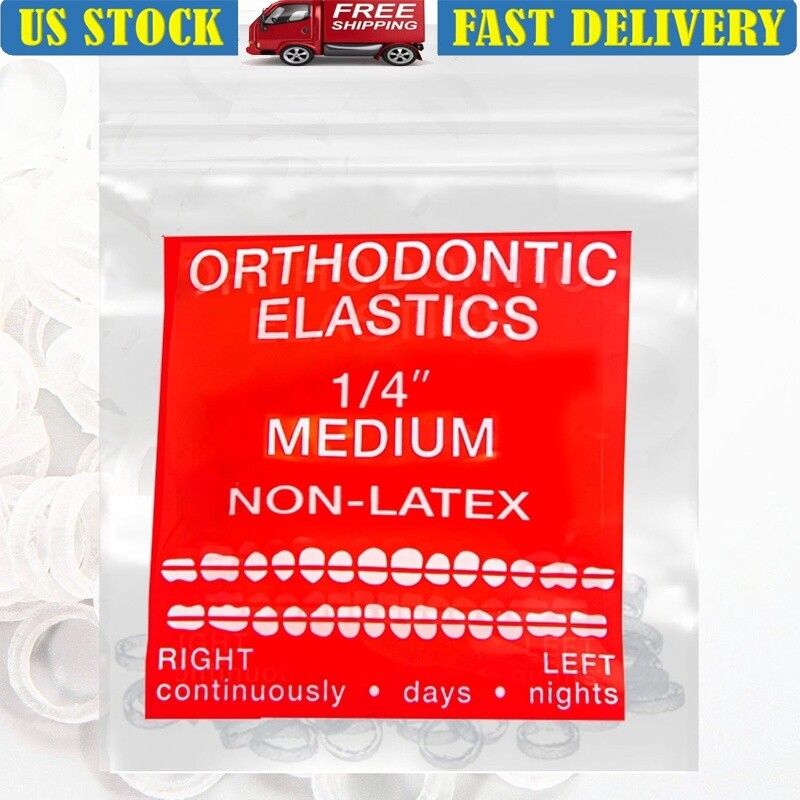 Clear Non-Latex Orthodontic Elastic Bands 100 Count Medium Force Rubber New