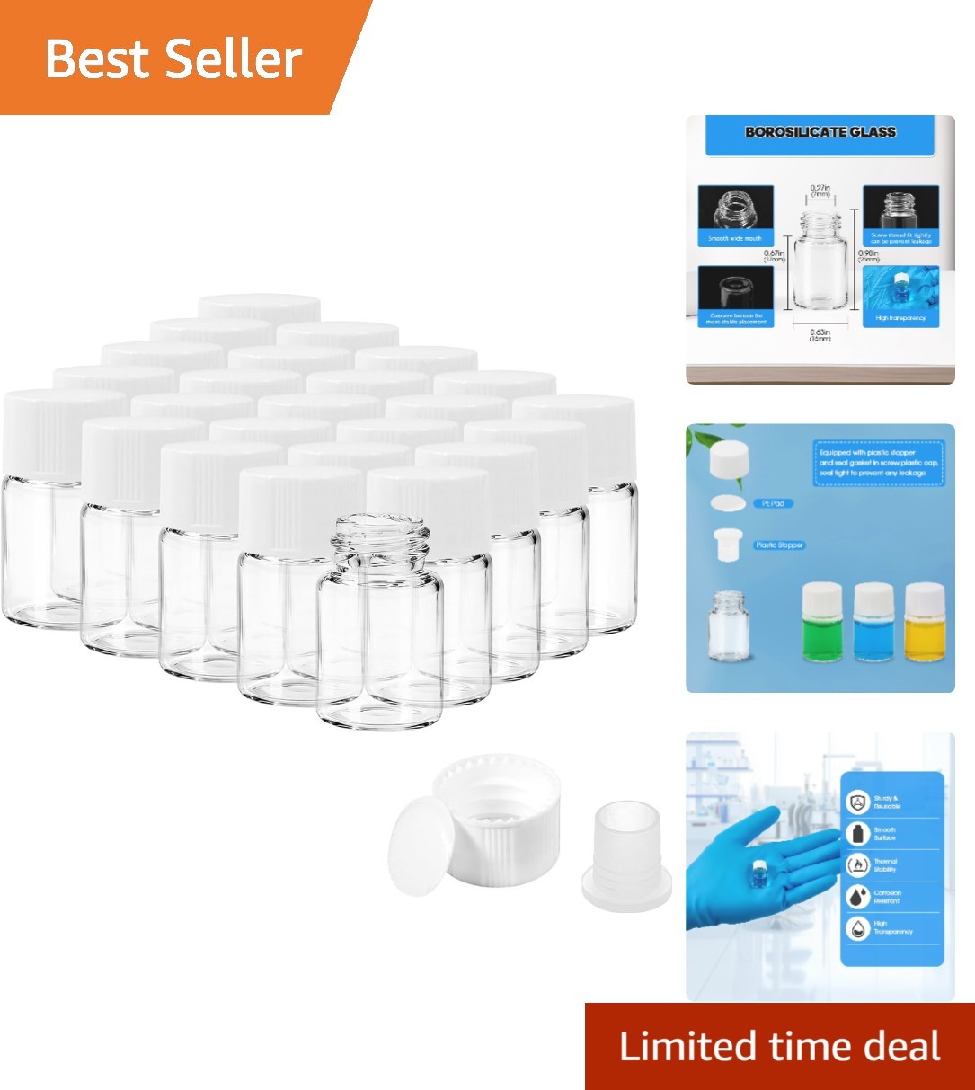 Reusable 2ml Borosilicate Glass Vials with Screw Caps – Leak-Proof Convenience